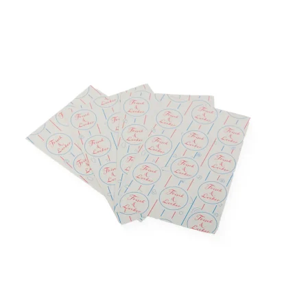 Duplexpapier „Frisch & lecker“ 25 x 37 cm von VerpaX, ideal zum hygienischen Verpacken von Imbiss und Lebensmitteln.