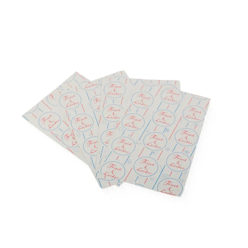 Duplexpapier „Frisch & lecker“ 25 x 37 cm von VerpaX, ideal zum hygienischen Verpacken von Imbiss und Lebensmitteln.